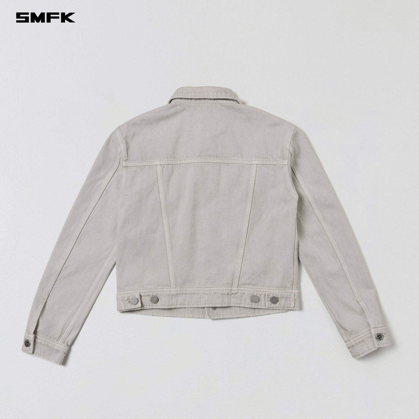 SMFK Vintage Vanish Slim Denim Jacket Garment Dye Vanish White