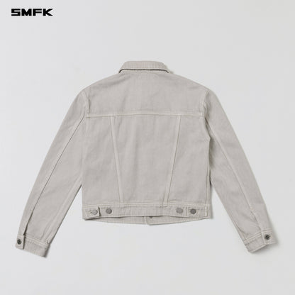SMFK Vintage Vanish Slim Denim Jacket Garment Dye Vanish White
