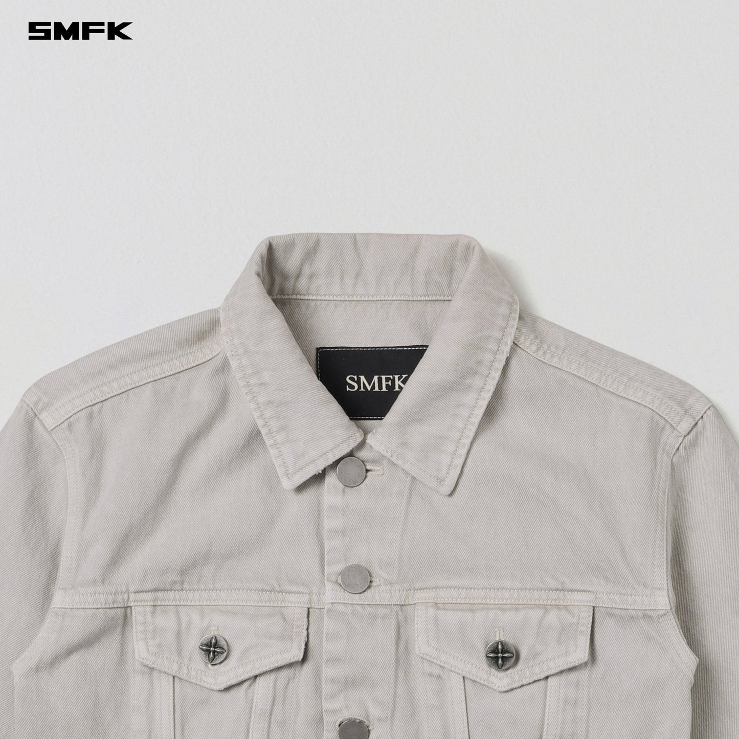 SMFK Vintage Vanish Slim Denim Jacket Garment Dye Vanish White