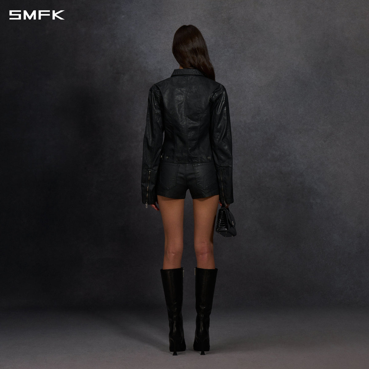SMFK Myth Aeolus Symmetry Wax Slim Cargo Jacket Wax Cotton Wax Black