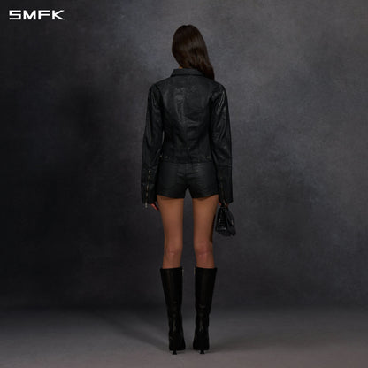 SMFK Myth Aeolus Symmetry Wax Slim Cargo Jacket Wax Cotton Wax Black