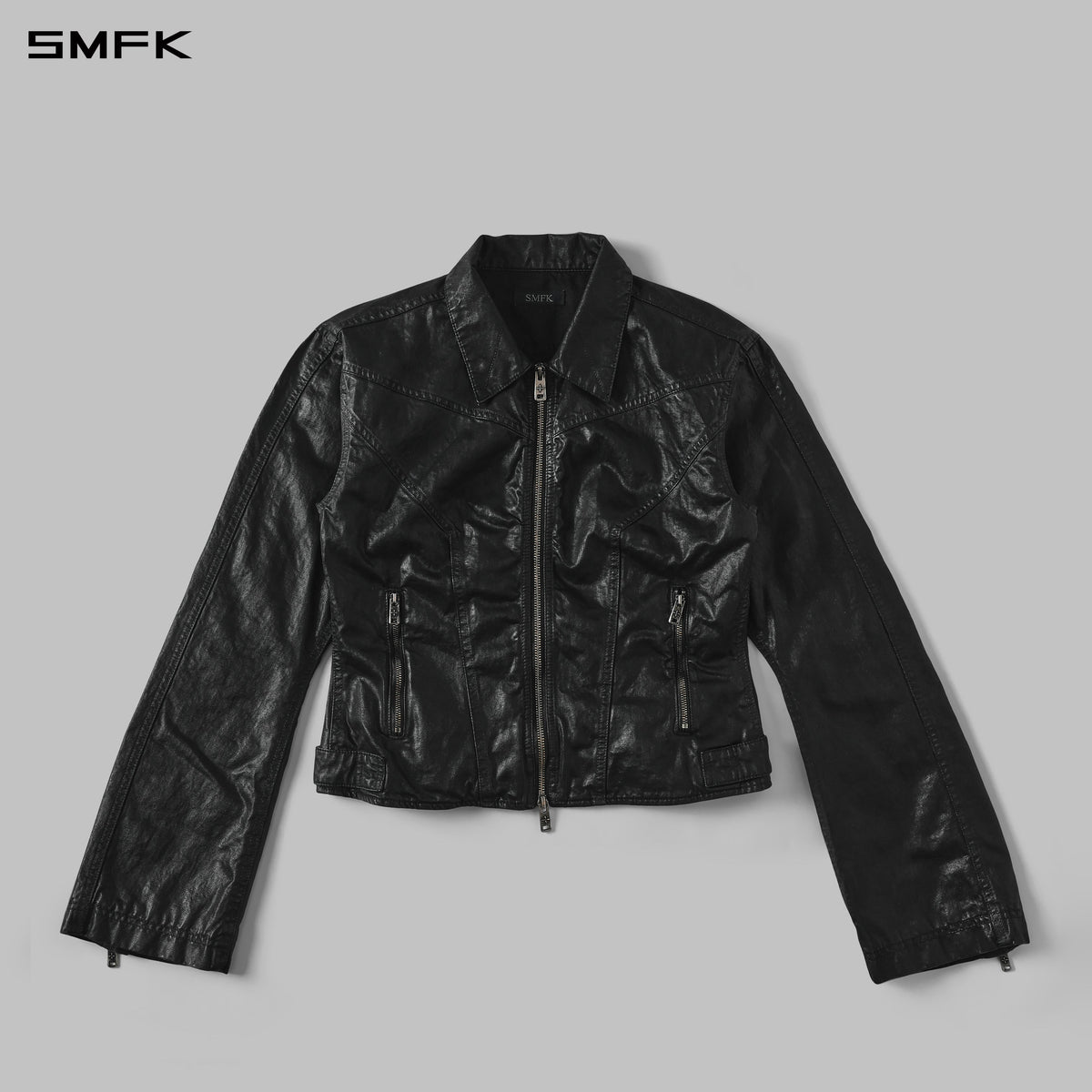 SMFK Myth Aeolus Symmetry Wax Slim Cargo Jacket Wax Cotton Wax Black