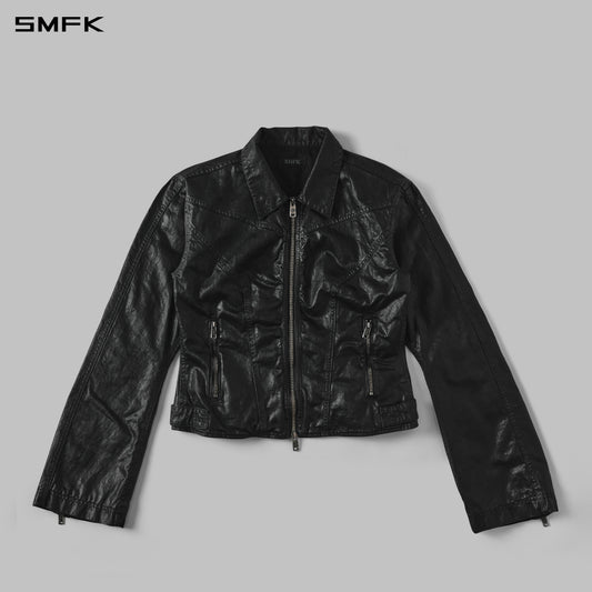 SMFK Myth Aeolus Symmetry Wax Slim Cargo Jacket Wax Cotton Wax Black