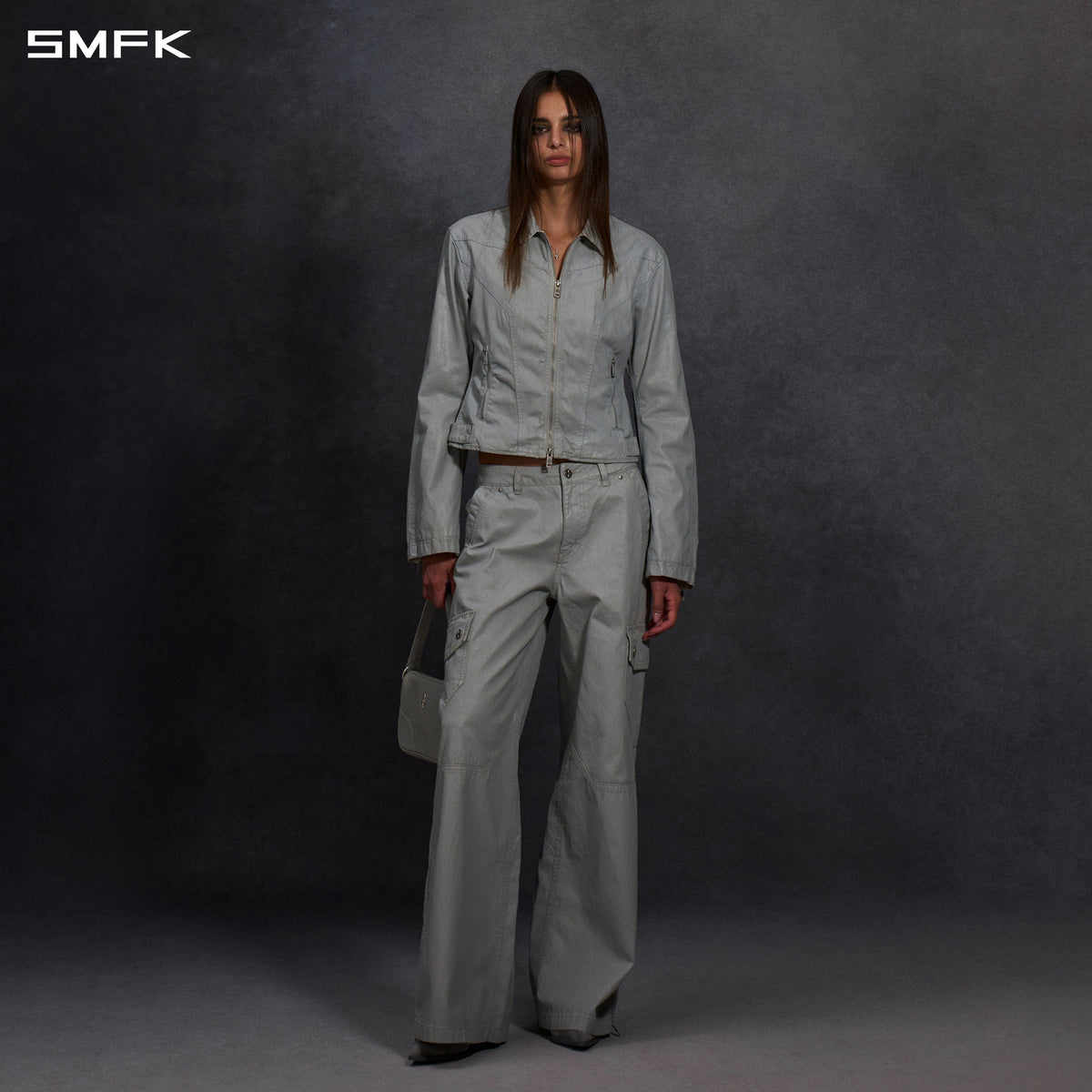 SMFK Myth Aeolus Symmetry Wax Slim Cargo Jacket Wax Cotton Cloud Grey