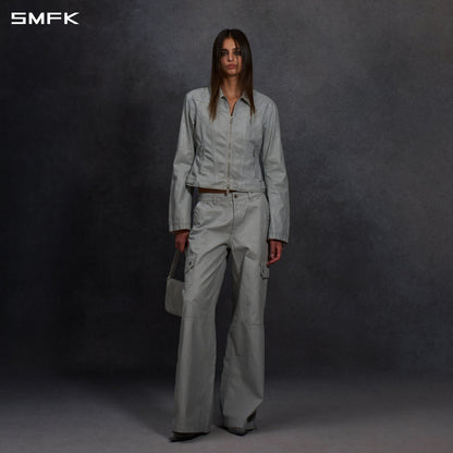 SMFK Myth Aeolus Symmetry Wax Slim Cargo Jacket Wax Cotton Cloud Grey