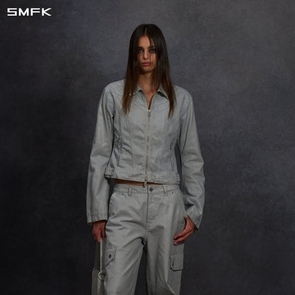 SMFK Myth Aeolus Symmetry Wax Slim Cargo Jacket Wax Cotton Cloud Grey