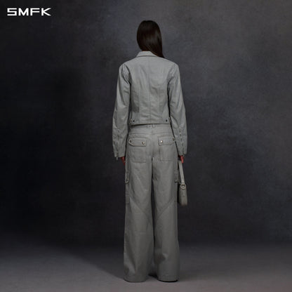 SMFK Myth Aeolus Symmetry Wax Slim Cargo Jacket Wax Cotton Cloud Grey