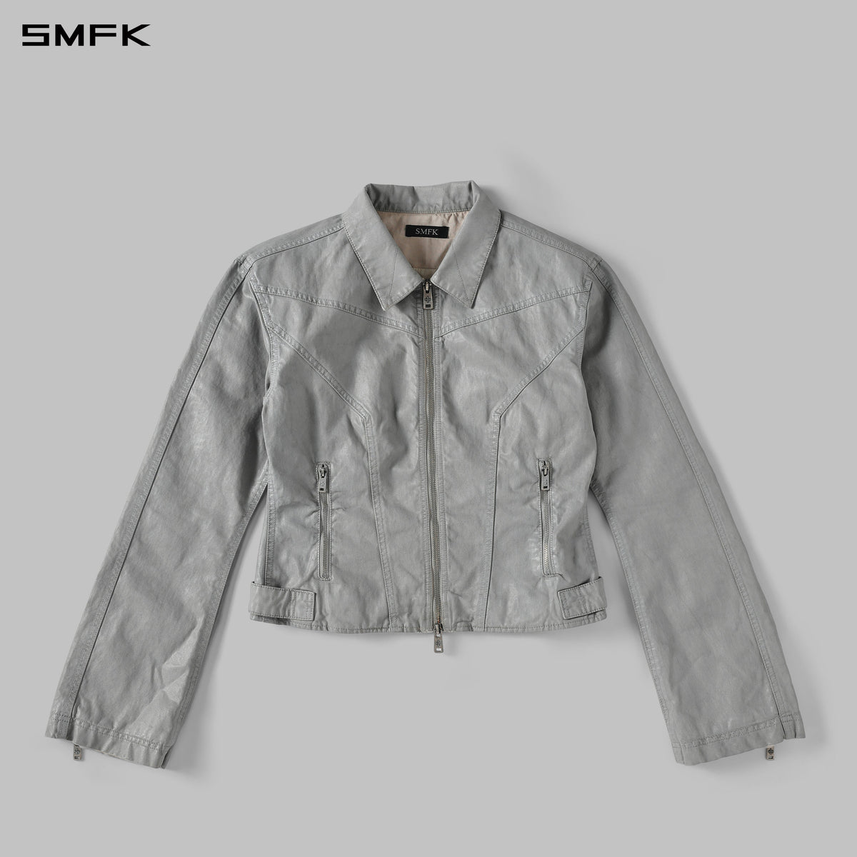 SMFK Myth Aeolus Symmetry Wax Slim Cargo Jacket Wax Cotton Cloud Grey