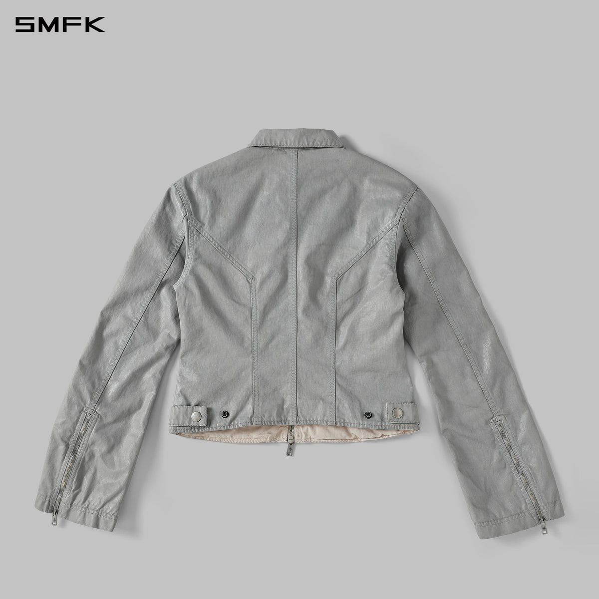 SMFK Myth Aeolus Symmetry Wax Slim Cargo Jacket Wax Cotton Cloud Grey