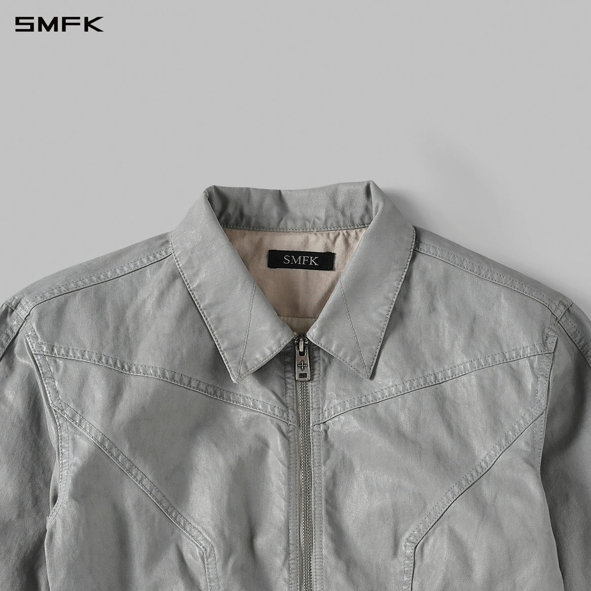 SMFK Myth Aeolus Symmetry Wax Slim Cargo Jacket Wax Cotton Cloud Grey