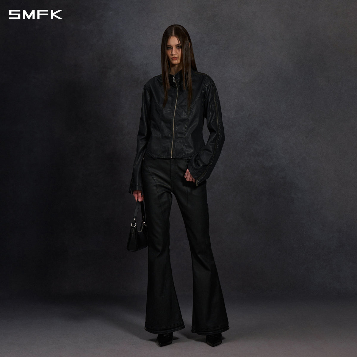 SMFK Myth Aeolus Symmetry Cut Wax Cargo Jacket Wax Cotton Wax Black