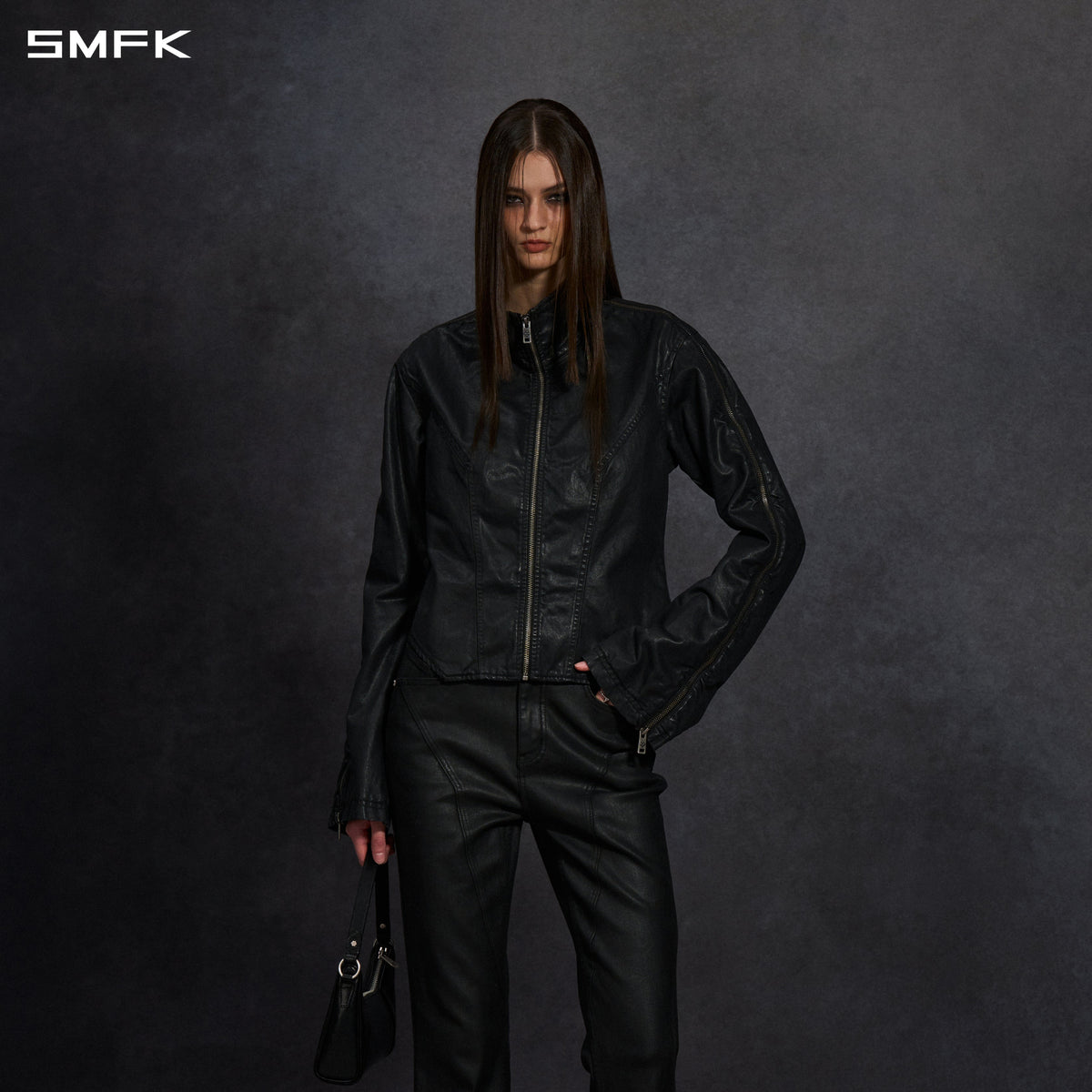 SMFK Myth Aeolus Symmetry Cut Wax Cargo Jacket Wax Cotton Wax Black