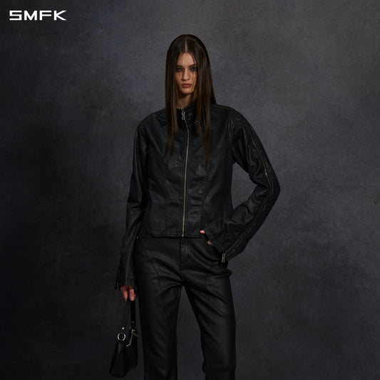 SMFK Myth Aeolus Symmetry Cut Wax Cargo Jacket Wax Cotton Wax Black
