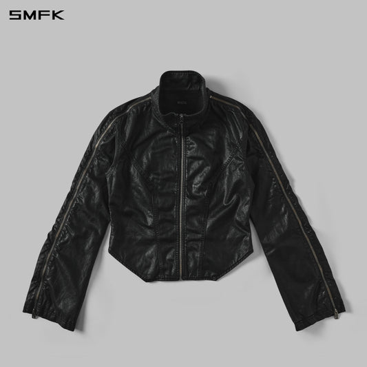 SMFK Myth Aeolus Symmetry Cut Wax Cargo Jacket Wax Cotton Wax Black