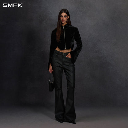 SMFK Myth Aeolus Symmetry Cut Velvet Cargo Jacket Silk Velvet Black Velvet