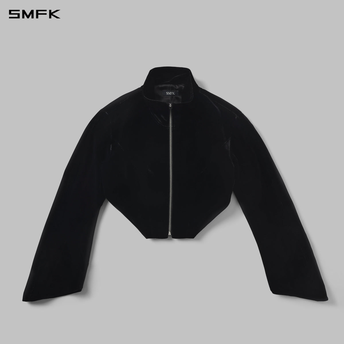 SMFK Myth Aeolus Symmetry Cut Velvet Cargo Jacket Silk Velvet Black Velvet