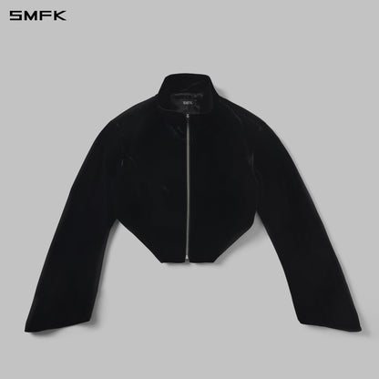 SMFK Myth Aeolus Symmetry Cut Velvet Cargo Jacket Silk Velvet Black Velvet