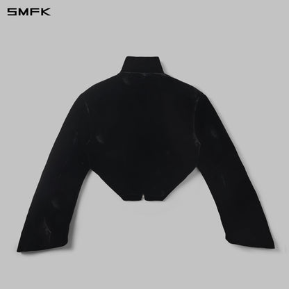 SMFK Myth Aeolus Symmetry Cut Velvet Cargo Jacket Silk Velvet Black Velvet