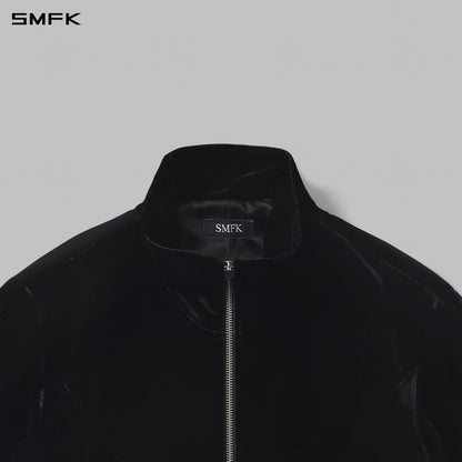 SMFK Myth Aeolus Symmetry Cut Velvet Cargo Jacket Silk Velvet Black Velvet