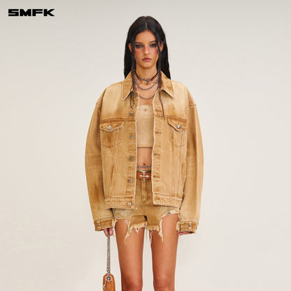 SMFK Compass Mode Wild Flame Denim Jacket Grassland Khaki