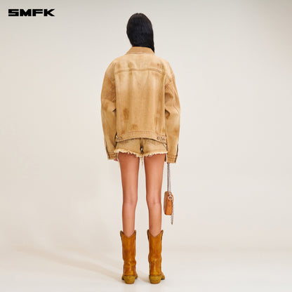 SMFK Compass Mode Wild Flame Denim Jacket Grassland Khaki