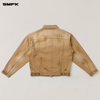 SMFK Compass Mode Wild Flame Denim Jacket Grassland Khaki