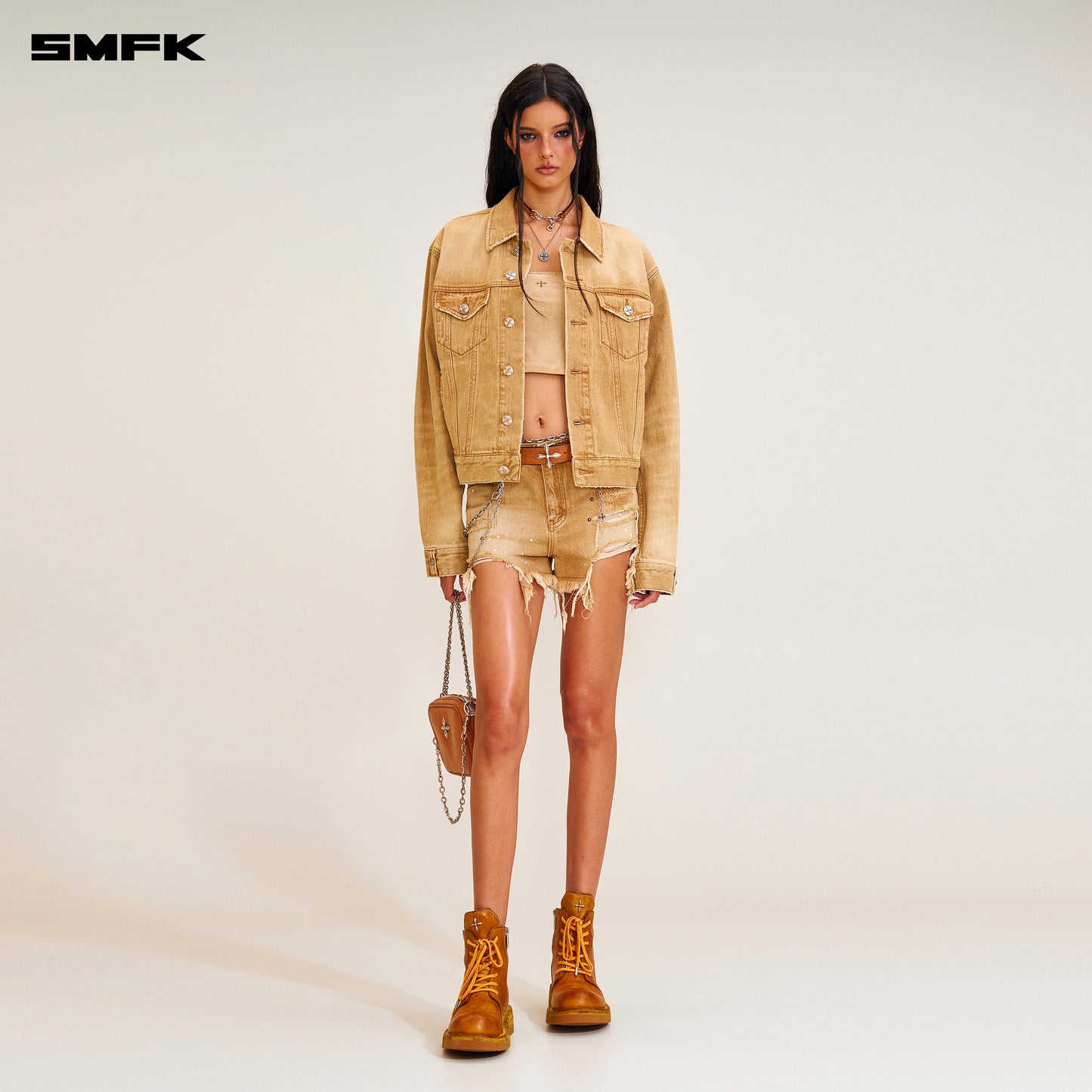 SMFK Compass Permanent Slim Denim Jacket Grassland Khaki