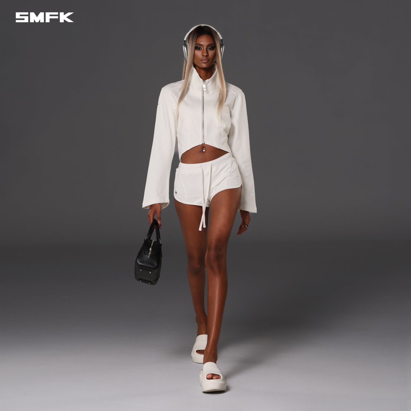 SMFK Permanent Prism Short Jacket Cotton Wool Silk Cloud White