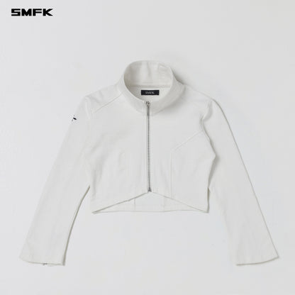 SMFK Permanent Prism Short Jacket Cotton Wool Silk Cloud White