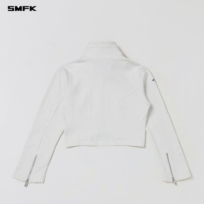 SMFK Permanent Prism Short Jacket Cotton Wool Silk Cloud White