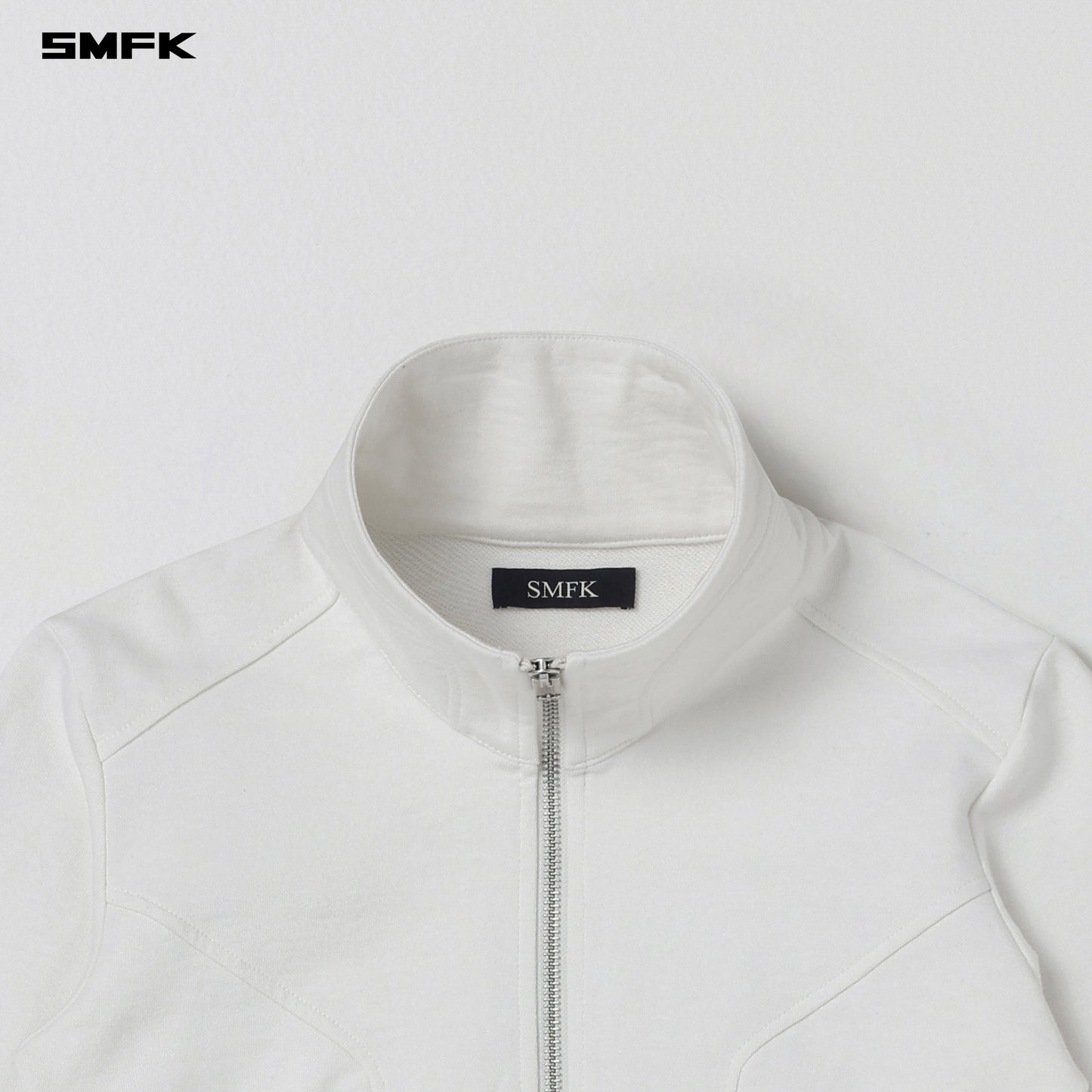 SMFK Permanent Prism Short Jacket Cotton Wool Silk Cloud White