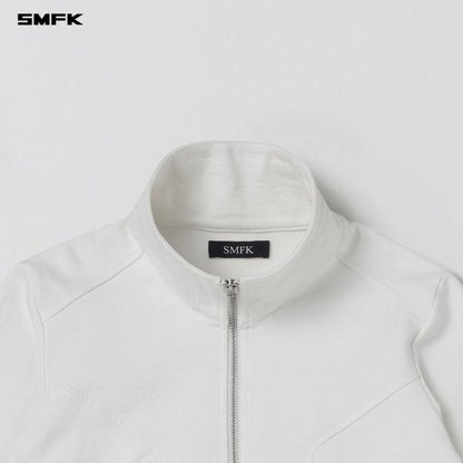 SMFK Permanent Prism Short Jacket Cotton Wool Silk Cloud White