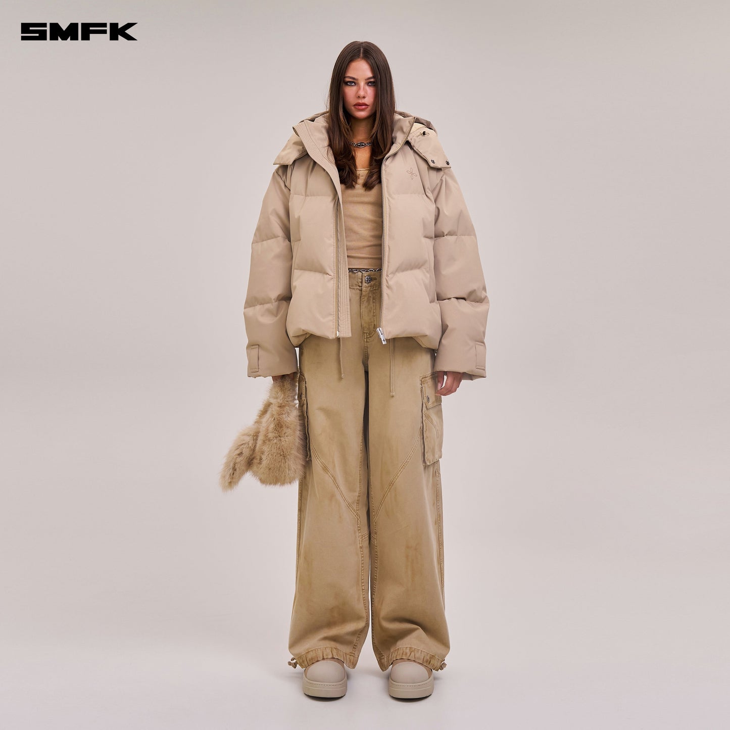 SMFK Compass Mode Wasteland Hunting Down Jacket Loose Fade Sand