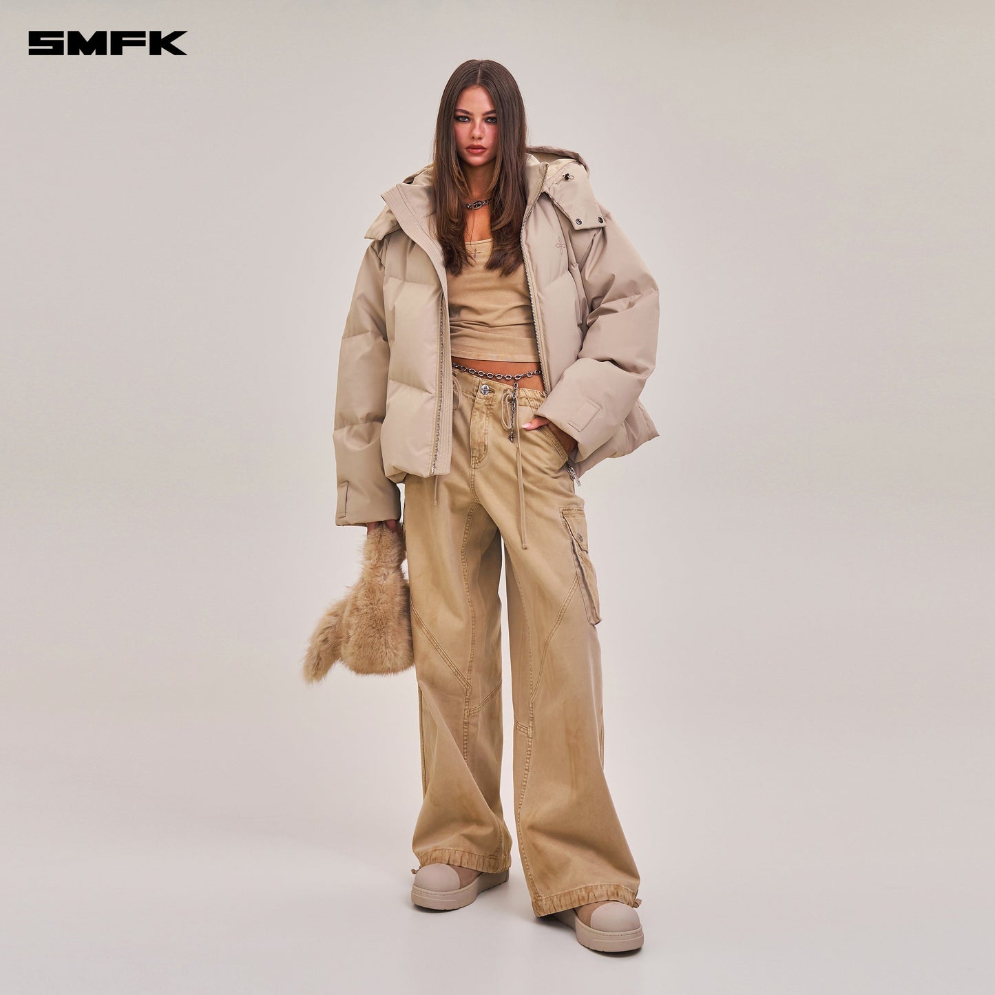 SMFK Compass Mode Wasteland Hunting Down Jacket Loose Fade Sand
