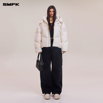 SMFK Compass Mode Wasteland Hunting Down Jacket Loose Snow Mountain White