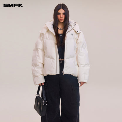 SMFK Compass Mode Wasteland Hunting Down Jacket Loose Snow Mountain White