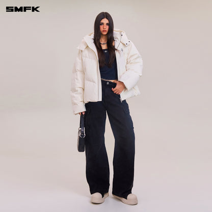 SMFK Compass Mode Wasteland Hunting Down Jacket Loose Snow Mountain White