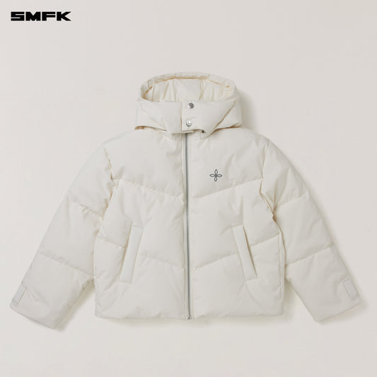 SMFK Compass Mode Wasteland Hunting Down Jacket Loose Snow Mountain White