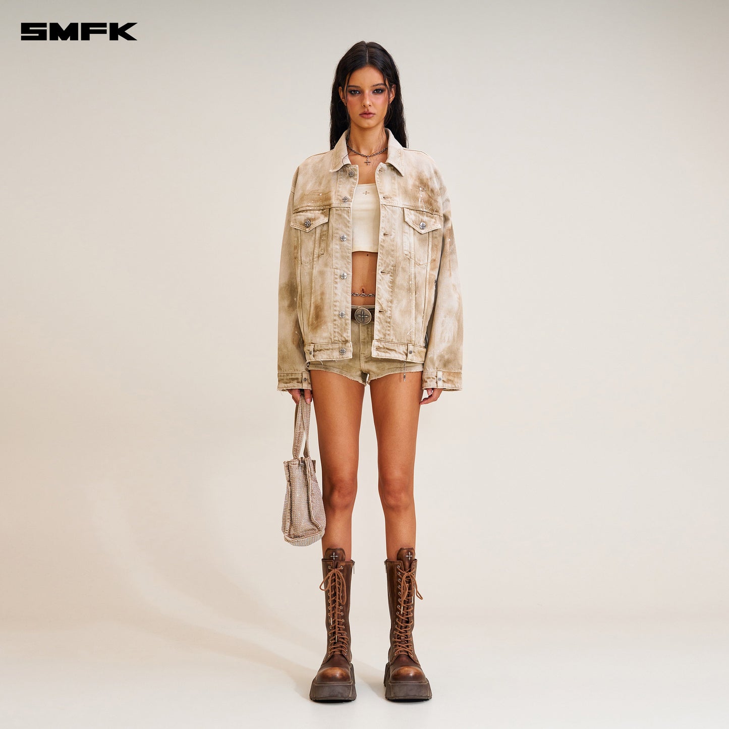SMFK Rage Wild Huge Denim Jacket Wild Brown