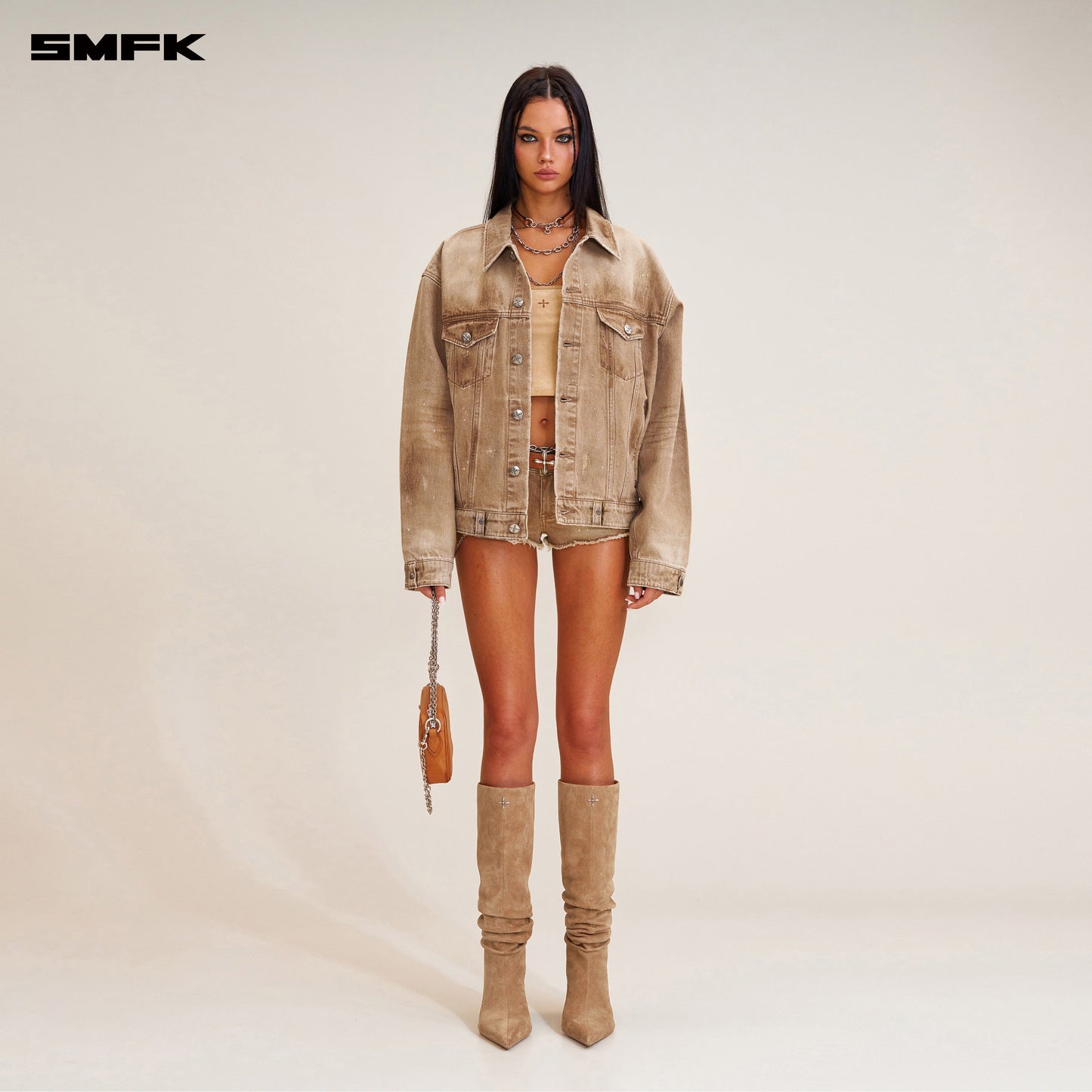 SMFK Rage Wild Huge Denim Jacket (Handcrafted) Wild Cowboy Brown