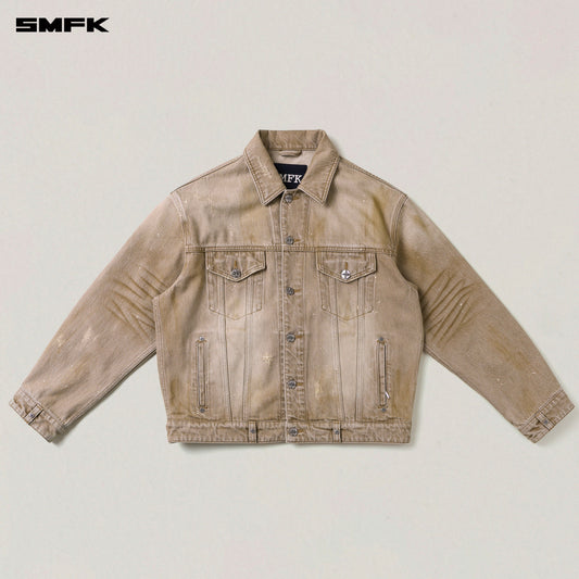 SMFK Rage Wild Huge Denim Jacket (Handcrafted) Wild Cowboy Brown