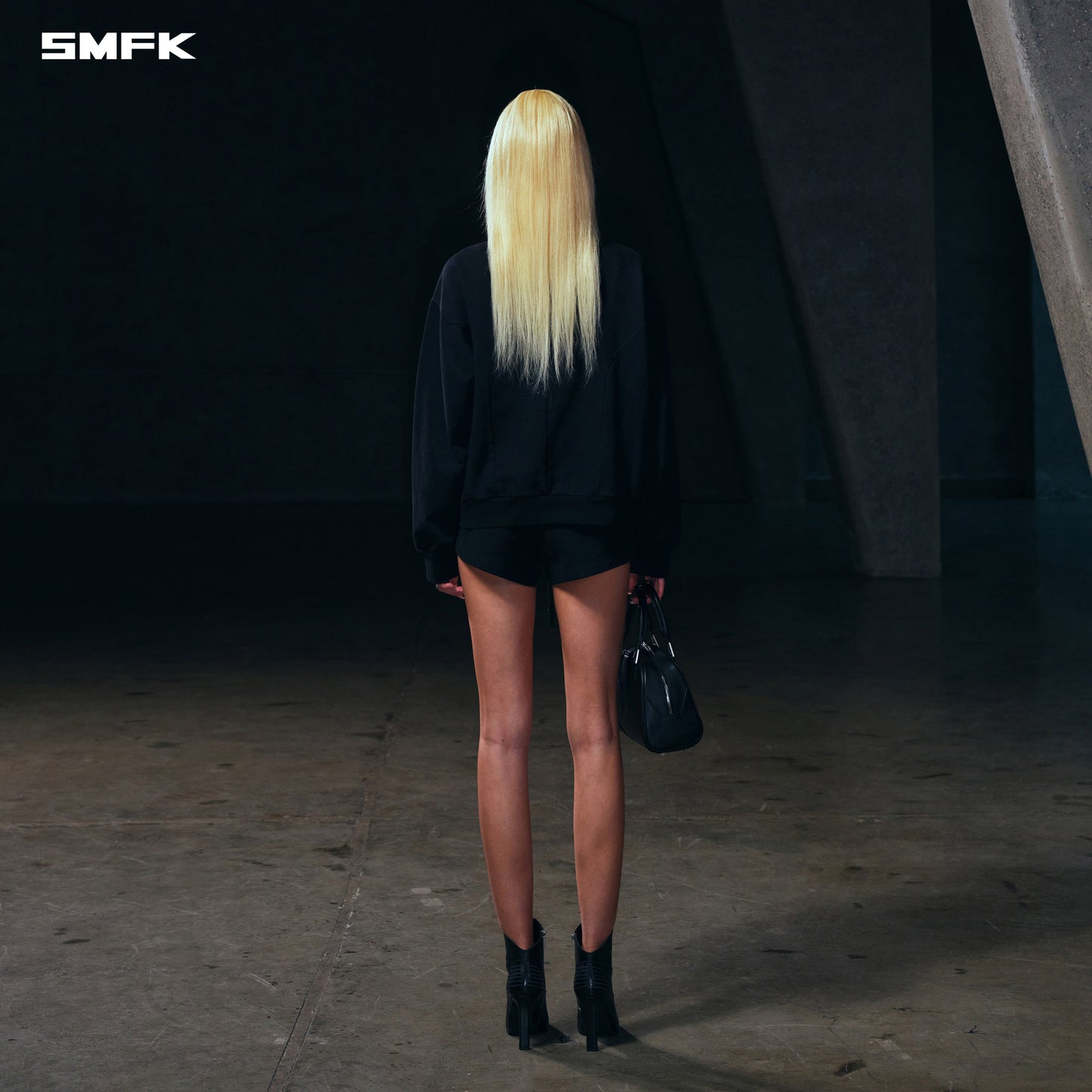 SMFK Vintage Muse Loose Zipper Sports Jacket/Cotton Wild Black