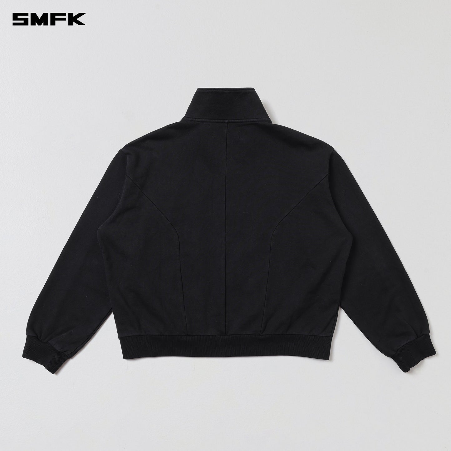SMFK Vintage Muse Loose Zipper Sports Jacket/Cotton Wild Black