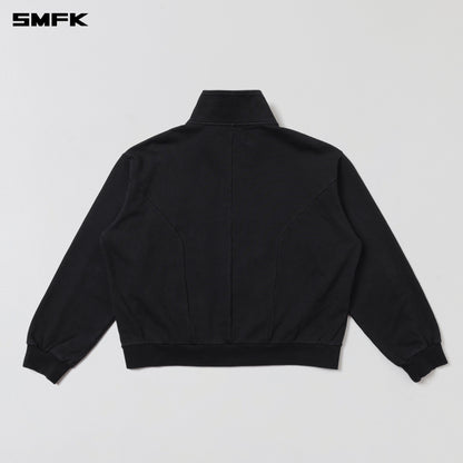 SMFK Vintage Muse Loose Zipper Sports Jacket/Cotton Wild Black