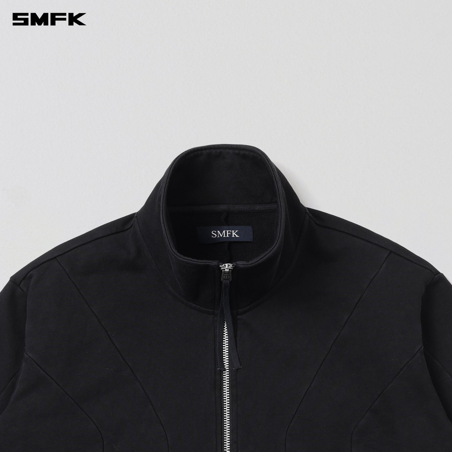 SMFK Vintage Muse Loose Zipper Sports Jacket/Cotton Wild Black