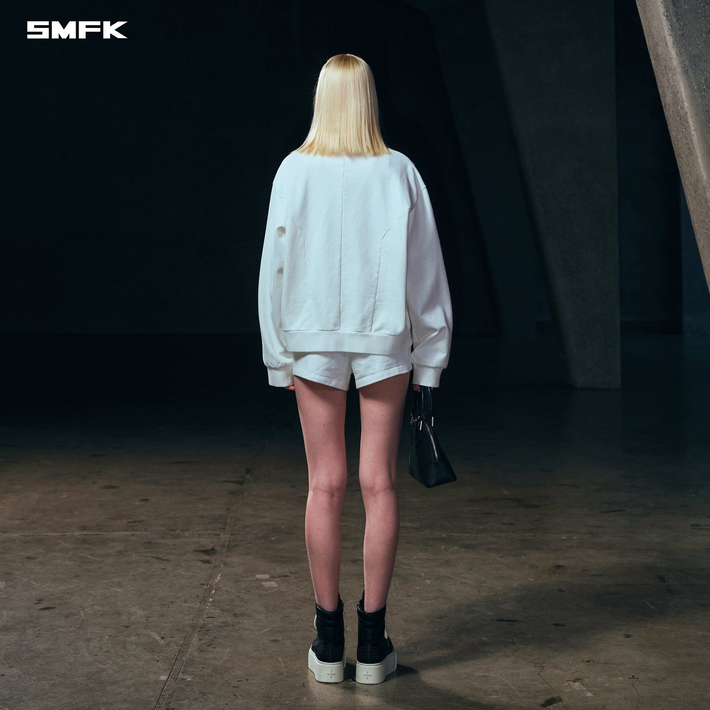 SMFK Vintage Muse Loose Zipper Sports Jacket/Cotton Cloud White