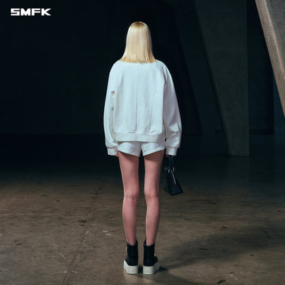 SMFK Vintage Muse Loose Zipper Sports Jacket/Cotton Cloud White