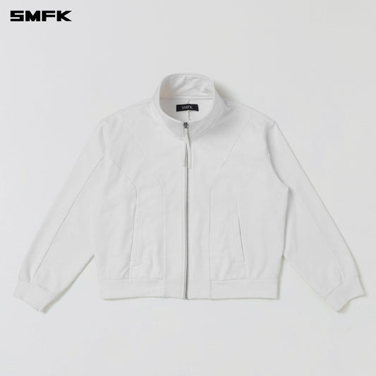 SMFK Vintage Muse Loose Zipper Sports Jacket/Cotton Cloud White