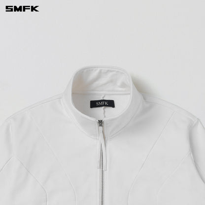 SMFK Vintage Muse Loose Zipper Sports Jacket/Cotton Cloud White