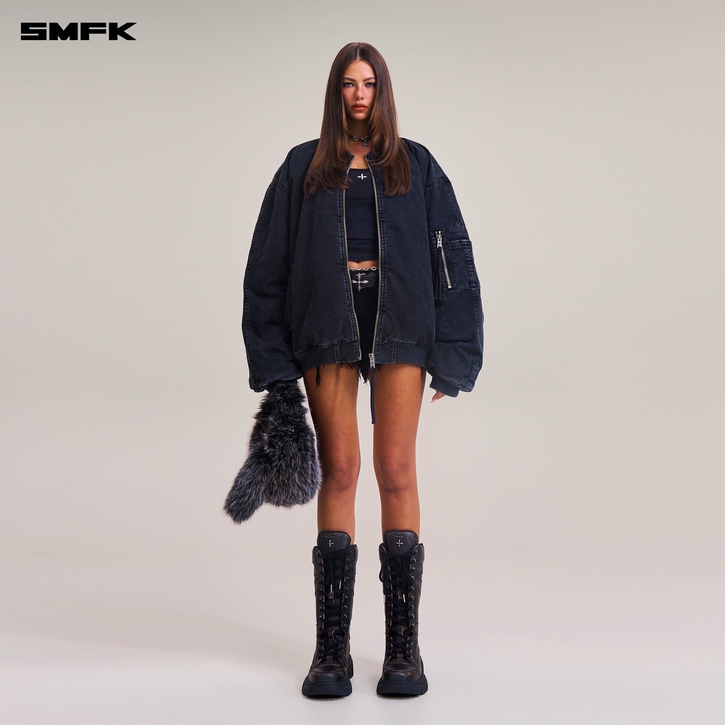 SMFK Vintage Vanish Storm Dye Massive Pilot Jacket/Stone Wash Vanish Black